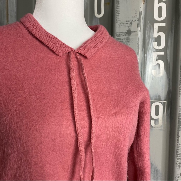 Vintage Wool Bright Pink Ribbon Tie Sweater S - Picture 6 of 10